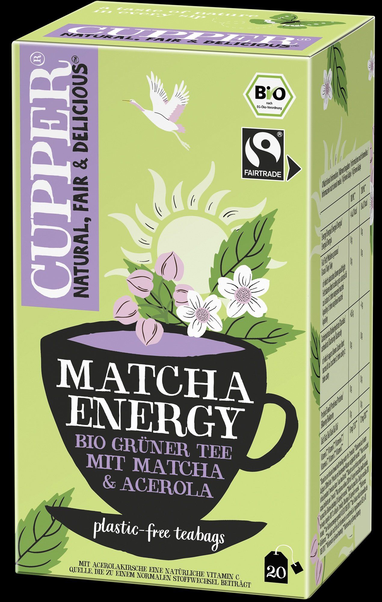 Cupper BIO Zelený čaj Matcha Energy 20 x 2 g