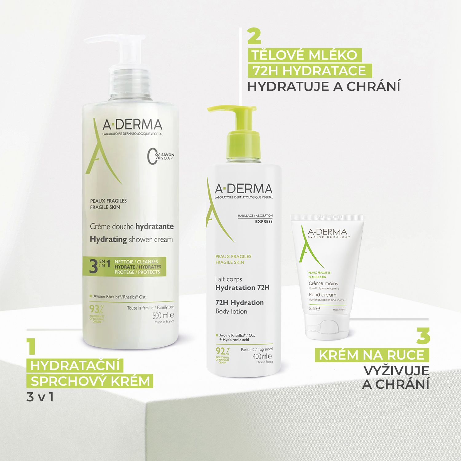 A-Derma Tělové mléko 72h hydratace 400 ml