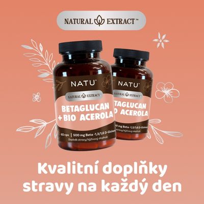 Natu Natural Extract, BetaGlukan 500 mg s BIO acerolou 60 kapslí