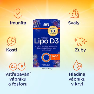 GS Vitamin Lipo D3, 1000 IU 70 kapslí