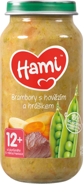 Hami masozeleninový příkrm Brambory s hovězím a hráškem, 12+ 250 g