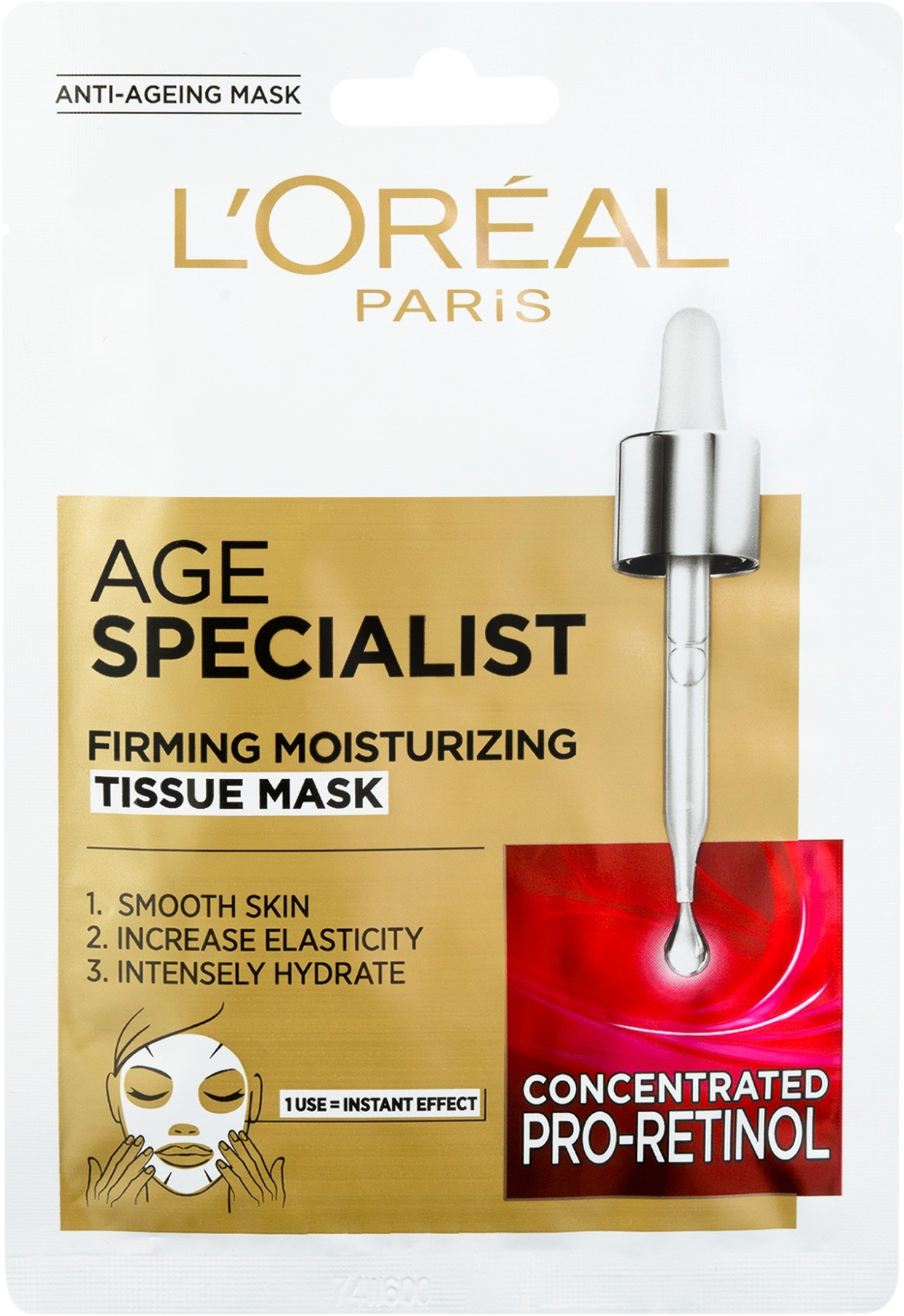 L'Oréal Paris Age Specialist 45+ zpevňující textilní maska 30 g