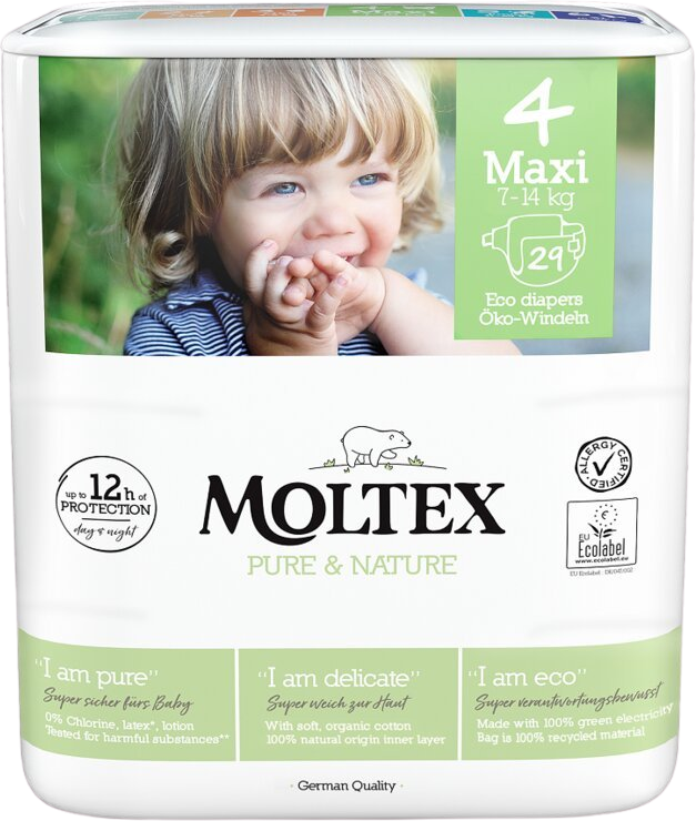 Moltex Dětské plenky Pure & Nature Maxi 7-14 kg, 29 ks