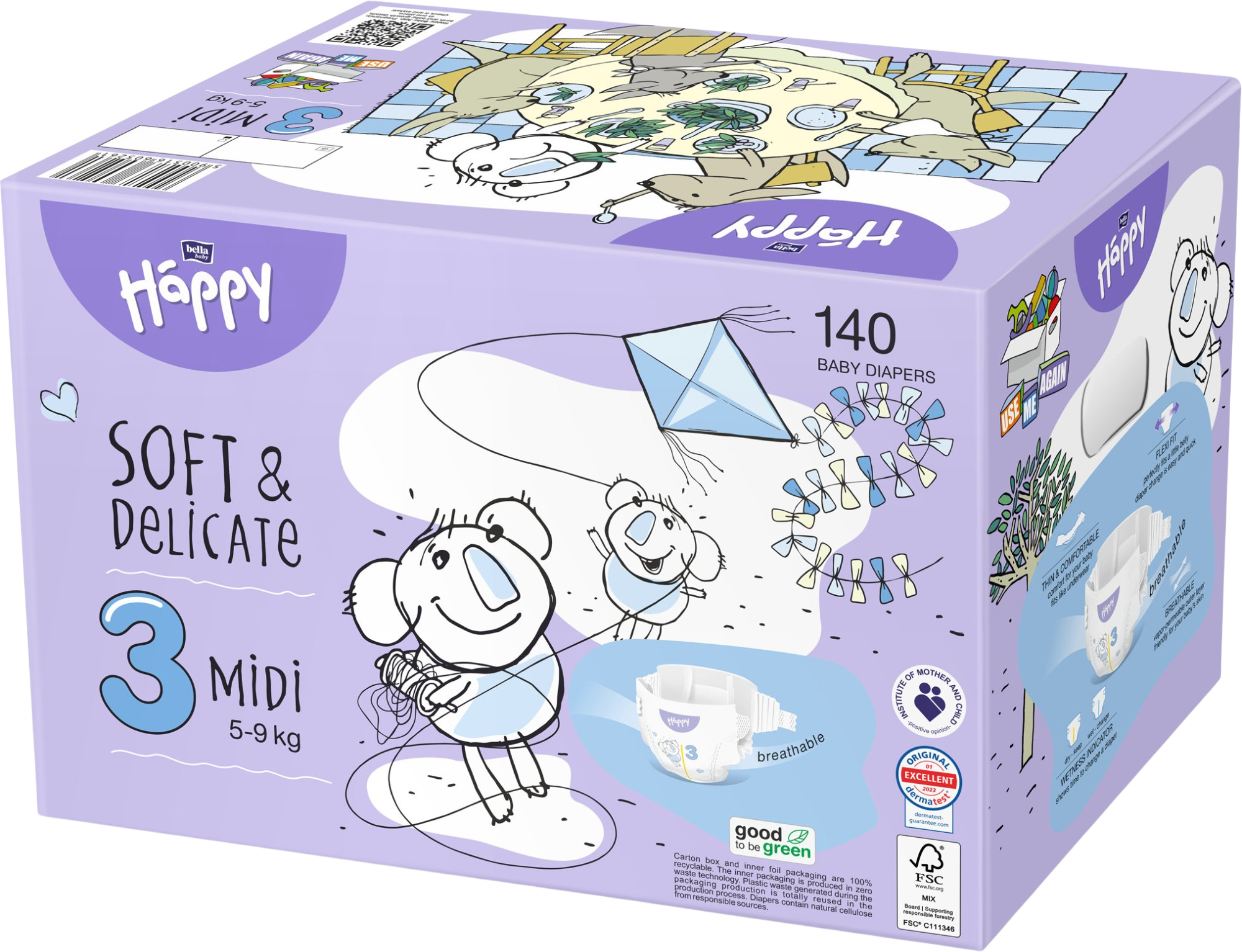 Bella Baby HAPPY Soft&Delicate Midi Box 2 x 70 ks