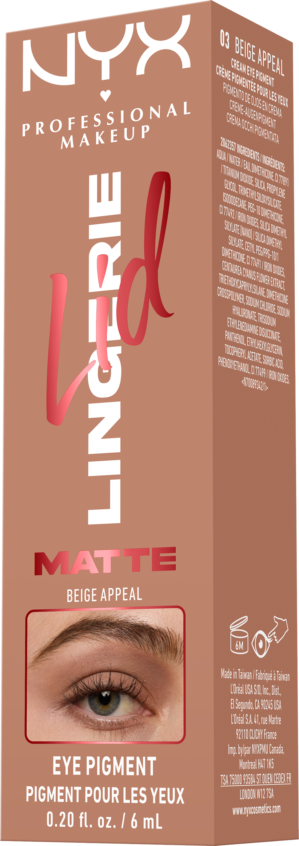 NYX Professional Makeup Tekuté oční stíny Lid Lingerie - 03 Beige Appeal 6 ml