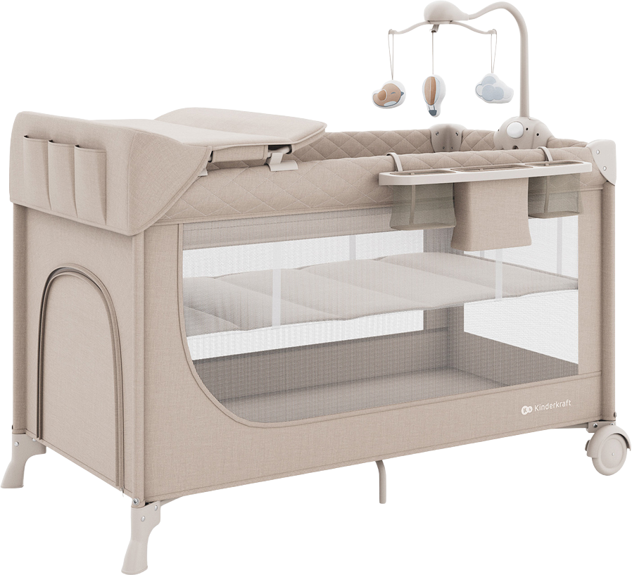 Kinderkraft Postýlka cestovní Leody Up Beige s příslušenstvím