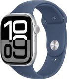 Apple Watch Series 10 Cellular 46mm Stříbrný hliník s denimovým sportovním řemínkem M/L