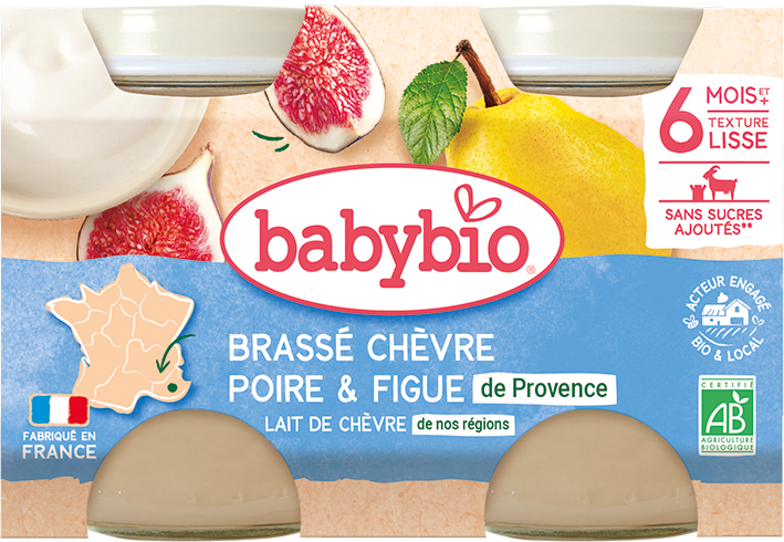 Babybio svačinka z kozího mléka hruška, fík 2 x 130 g