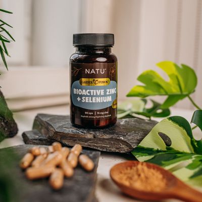 Natu Garden Fusion, Bioaktivní zinek 15 mg, selen, extrakt ze zeleného čaje 90 kapslí