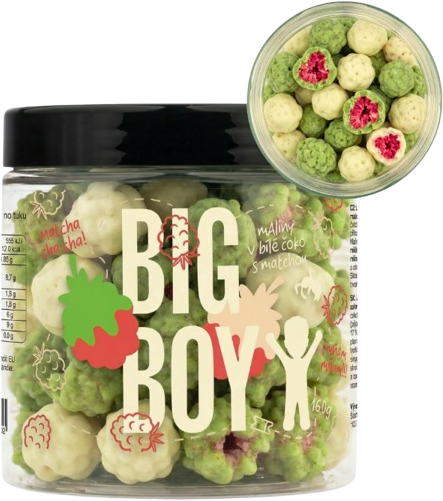 BIG BOY® Maliny v matcha a bílé čokoládě 160 g