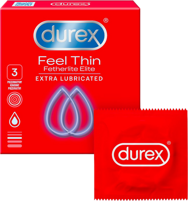 Durex Feel Thin Extra Lubricated Kondomy 3 ks