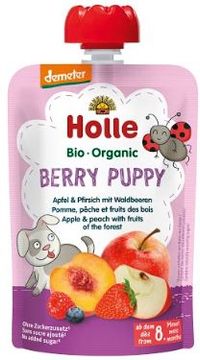 Holle Bio pyré - Berry Puppy- Jablko a broskev s lesními plody 100 g