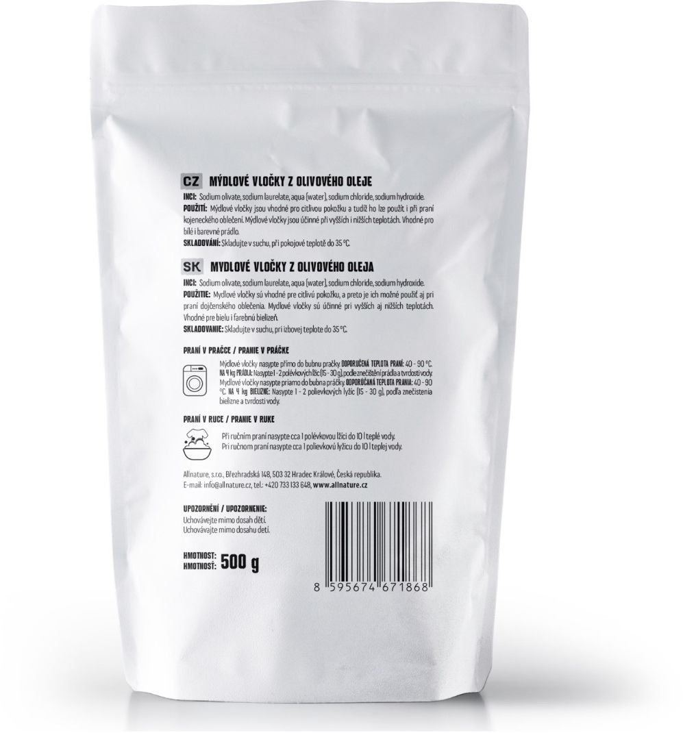 Allnature Mýdlové vločky z olivového oleje 500 g