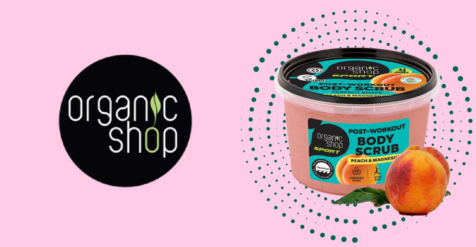 Organic Shop SPORT Tělový peeling po tréninku Broskev a horčík 250 ml