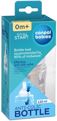 Canpol babies Lahev se širokým hrdlem ROYAL BABY modrá 120 ml