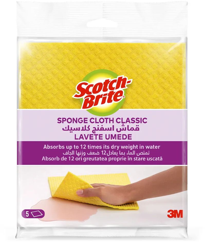 3M Scotch-Brite™ Classic houbová utěrka, žlutá 5 ks
