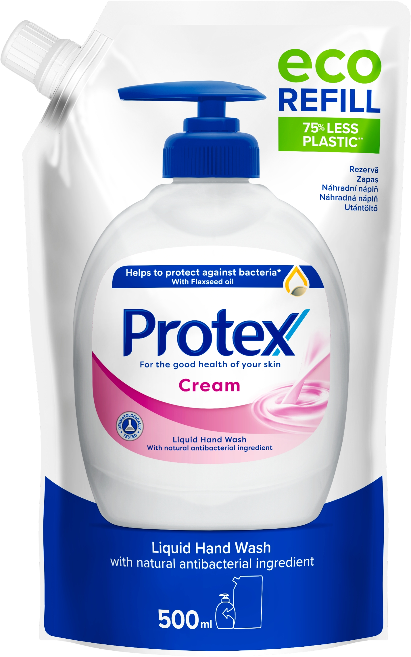 Protex Cream tekuté mýdlo s přirozenou antibakteriální ochranou náhradní náplň 500 ml