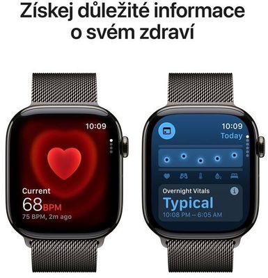 Apple Watch 11 GPS + Cellular 46mm Břidlicově šedý titan s břidlicově šedým milánským tahem- S/M