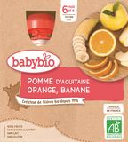 Babybio jablko pomeranč banán 4 x 90 g