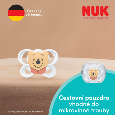 Nuk Dudlík Perfect Match AIR DISNEY Medvídek Pú WHITE 0-6m