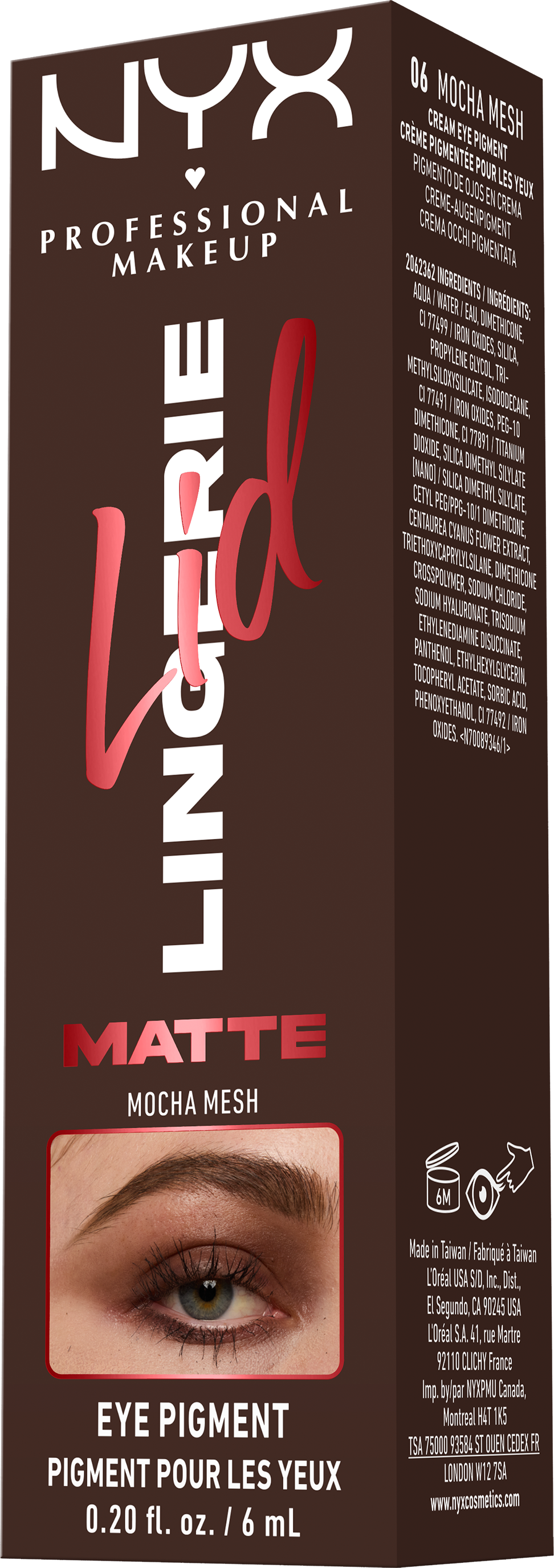 NYX Professional Makeup Tekuté oční stíny Lid Lingerie - 06 Mocha Mesh 6 ml