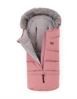 Petite&Mars Set zimní fusak Arctic 4v1 + rukavice na kočárek Furry Old Rose