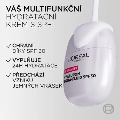 L'Oréal Paris Revitalift Filler SunPod Aqua Fluid s kyselinou hyaluronovou & SPF 30, 40 ml