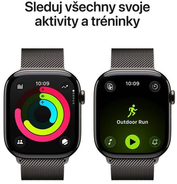 Apple Watch 11 GPS + Cellular 46mm Břidlicově šedý titan s břidlicově šedým milánským tahem - M/L