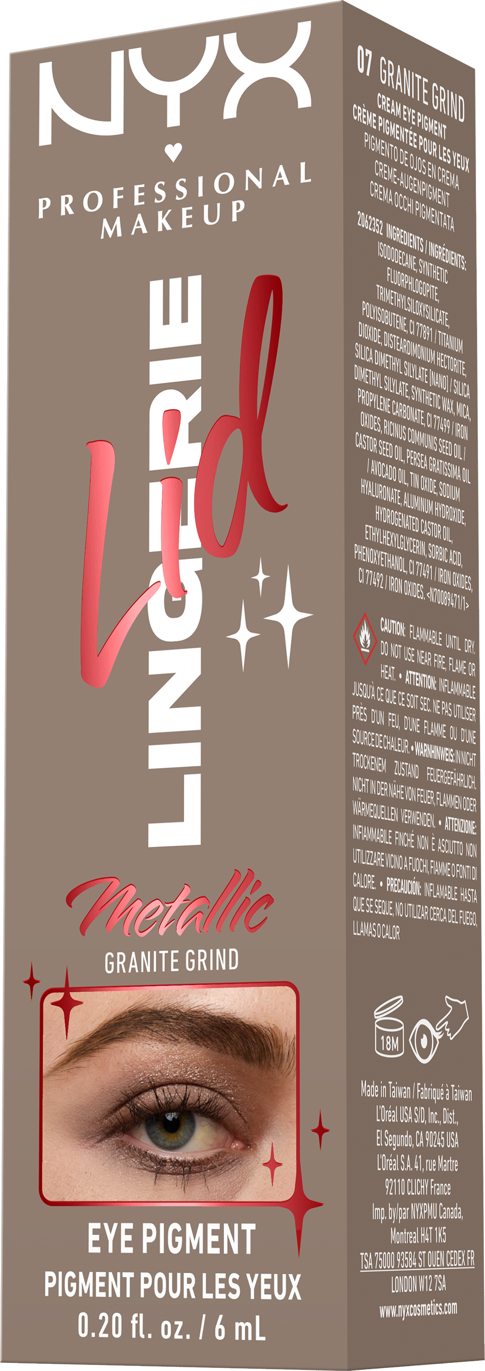 NYX Professional Makeup Tekuté oční stíny Lid Lingerie - 07 Granite Grind 6 ml