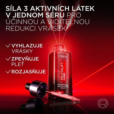 L'Oréal Paris Revitalift Laser Sérum proti vráskám se třemi druhy peptidů 30 ml