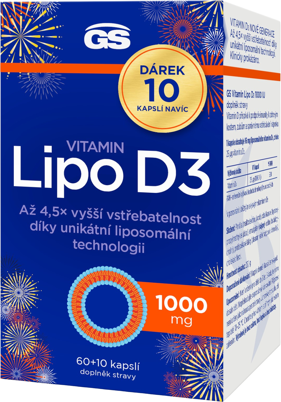 GS Vitamin Lipo D3, 1000 IU 70 kapslí