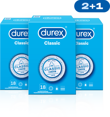 Durex Kondomy Classic pack (2+1) 54 ks