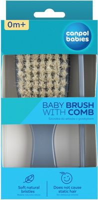 Canpol babies Hřeben a kartáč přírodní měkký GOLD modrý