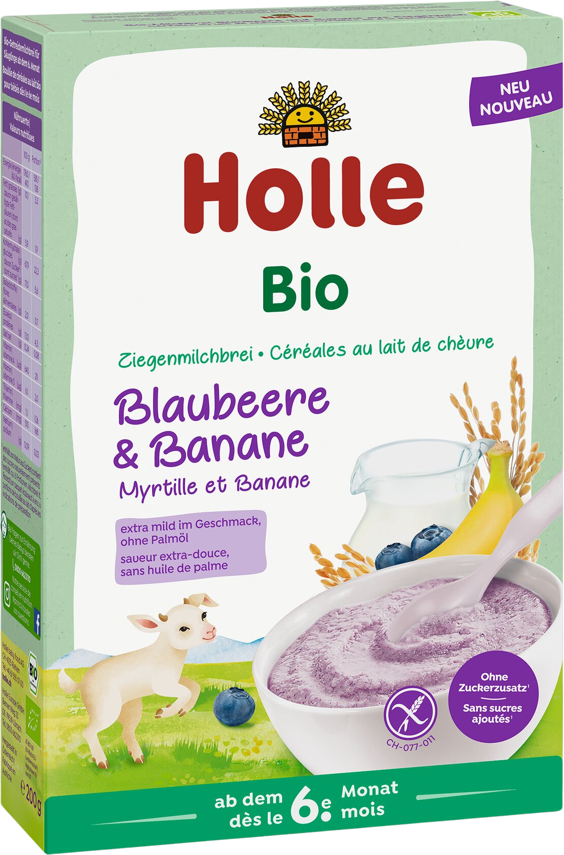 Holle bio kaše s kozím mlékem, borůvkami a banánem 200 g