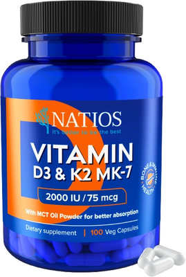 Natios Vitamin D3 & K2 MK-7 2000 IU / 75 mcg 100 kapslí