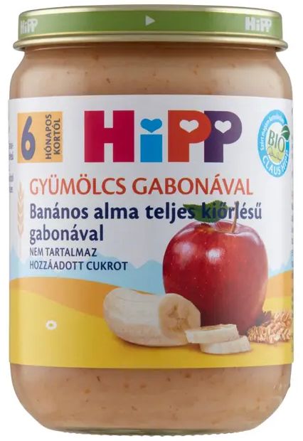 HiPP bébiétel (banános alma teljes kiőrlésű gabonával) 190 g