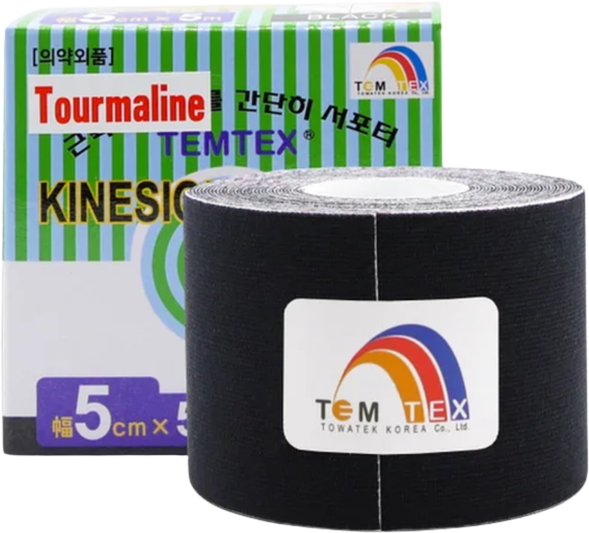 Temtex kinesio tape Tourmaline, černá tejpovací páska 5cm x 5m