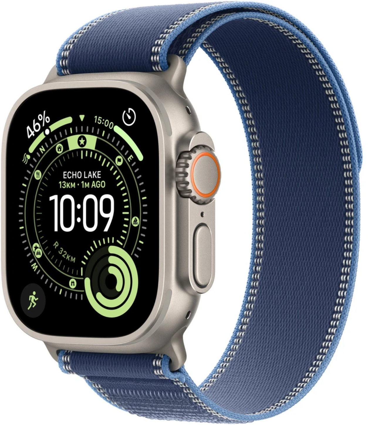 Apple Watch Ultra 3 GPS + Cellular 49mm přírodní titan - modrý/jasně modrý trailový tah - S/M
