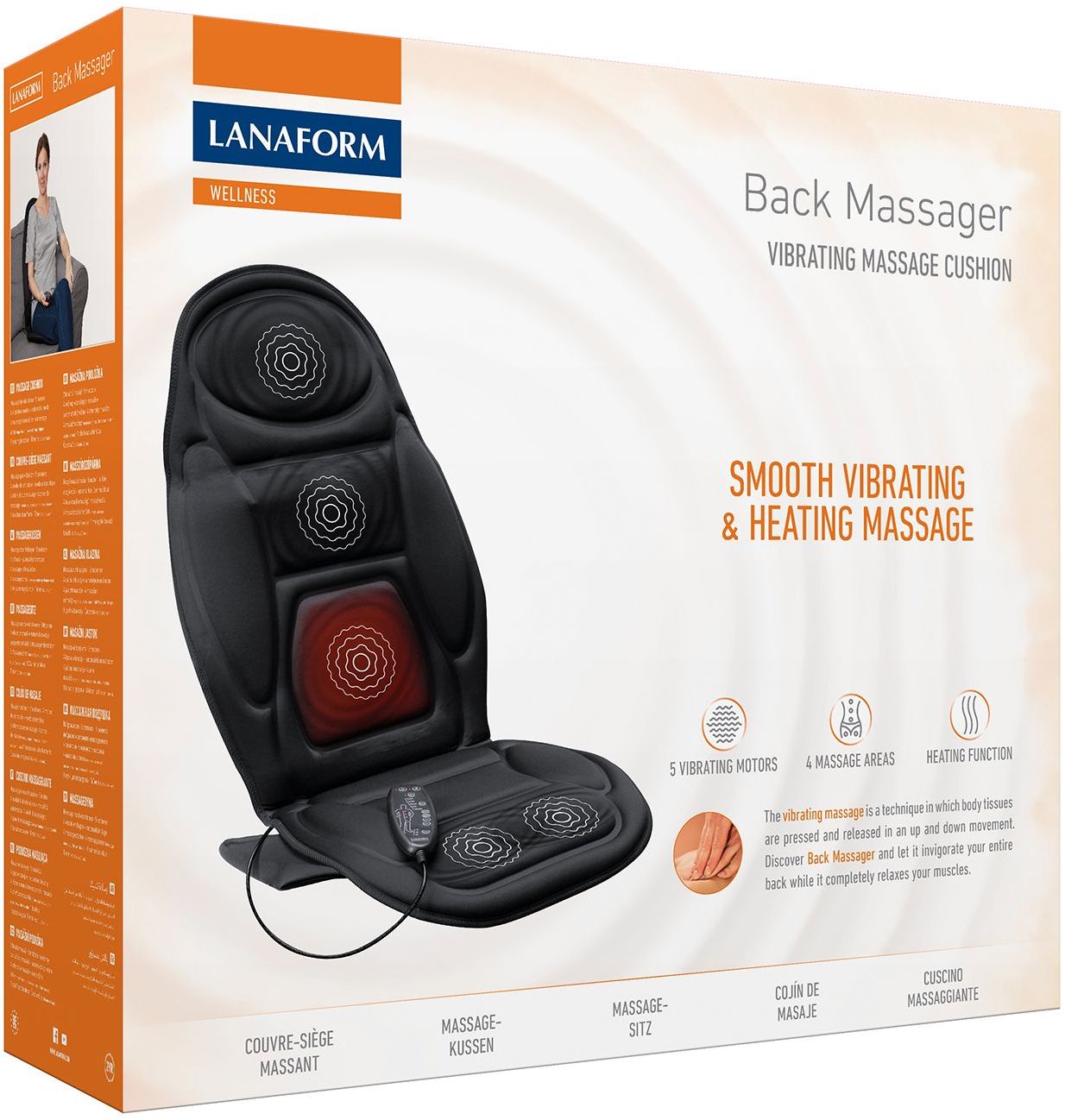 Lanaform Back Massager masážní podložka na křeslo s ohřevem