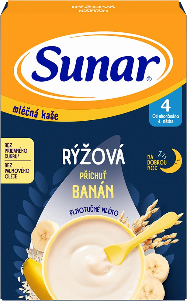 Sunar mléčná rýžová kaše na dobrou noc banánová 210 g
