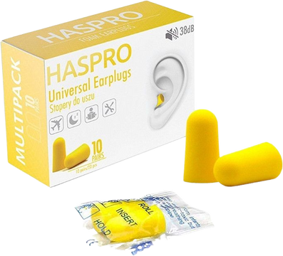 Haspro Multi10 Špunty do uší, žluté 20 ks