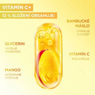 Garnier Body Food Glow Cream na rozjasnění pokožky Mango + Vitamin C 380 ml
