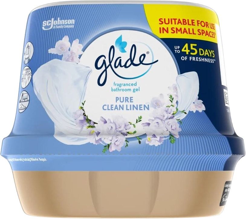 Glade Clean Linen vonný gel do koupelny 180 g