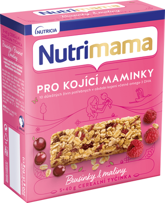 Nutrimama cereální tyčinky Brusinky/Maliny 5 x 40 g
