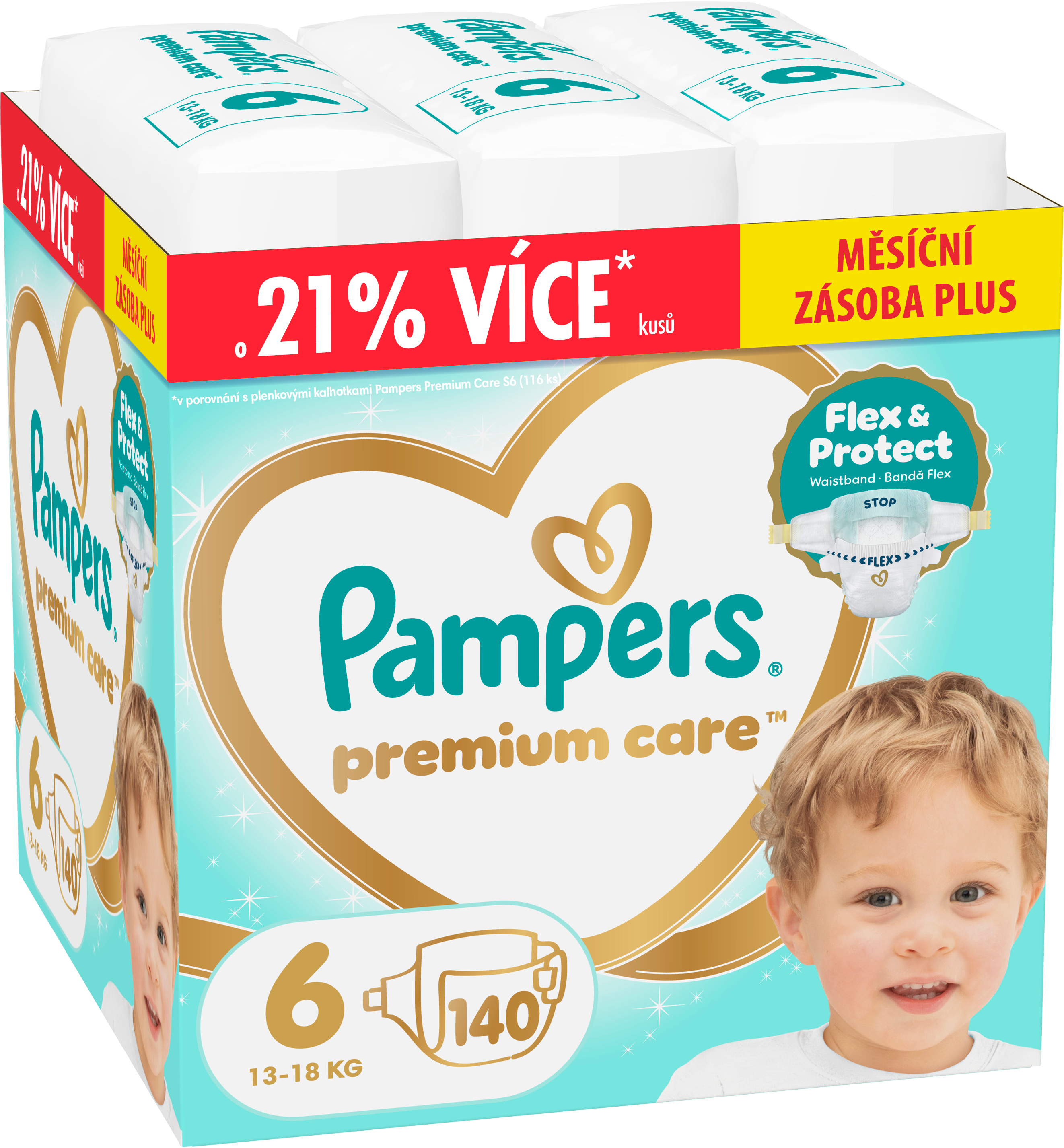 Pampers Premium Care Velikost 6, 13kg-18kg 140 ks