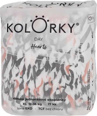 Kolorky DAY Srdce vel. XL (12-16 kg) 17 ks