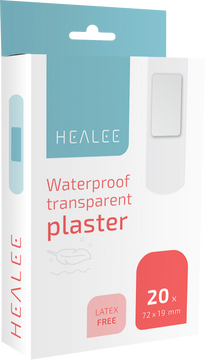 Healee Voděodolná průhledná náplast 72x19 mm 20 ks