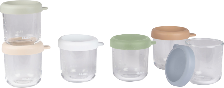 Beaba Kelímky na jídlo skleněné Natural 6 x 250 ml