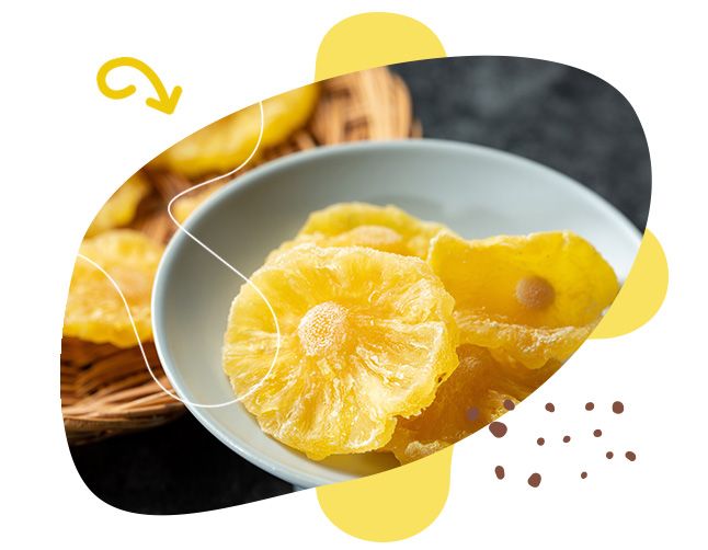 Snäksy, lyofilizovaný ananás, ovocie, snack