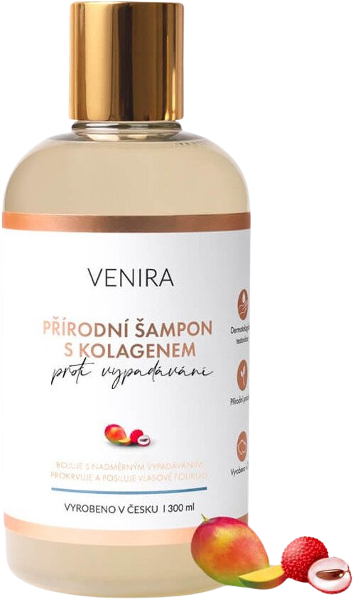 Venira přírodní šampon s kolagenem proti vypadávání vlasů, mango-liči 300 ml